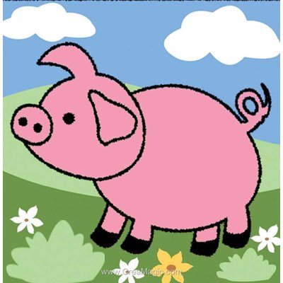 Cochon en ballade canevas pour enfants - SEG