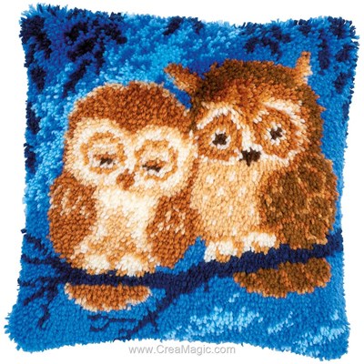 Coussin point noue hibou et chouette dans la nuit de Vervaco