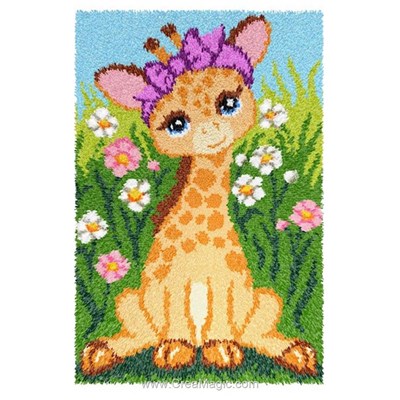 Kit tapis point noué petite girafe - Orchidea