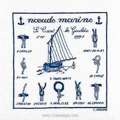 Mer - noeuds marins tableau broderie point de croix - Le Bonheur Des Dames