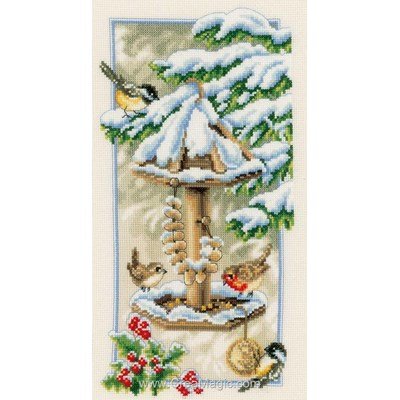 Kit tableau point de croix festin d'oiseaux hivernaux de Vervaco