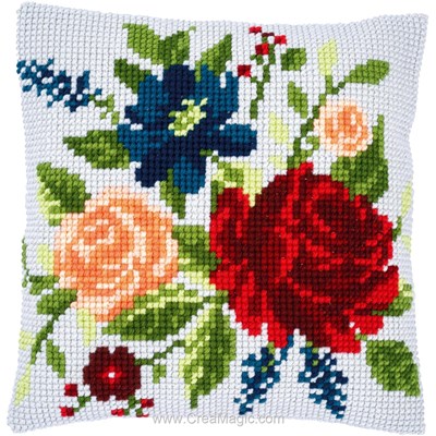 Coussin point de croix jolies pivoines ii - Vervaco