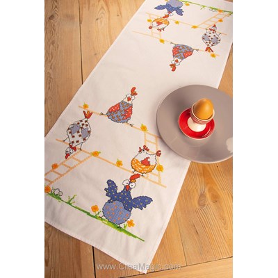 kit Chemin De Table Poules folles - Vervaco