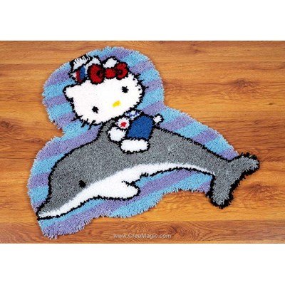 Kit tapis point noue hello kitty sur son dauphin - Vervaco