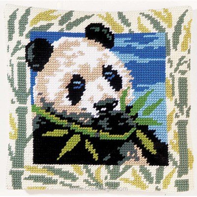 Kit coussin panda et le bambou au demi point de Margot