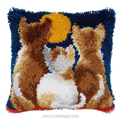 Coussin point noué chats au clair de lune - Vervaco