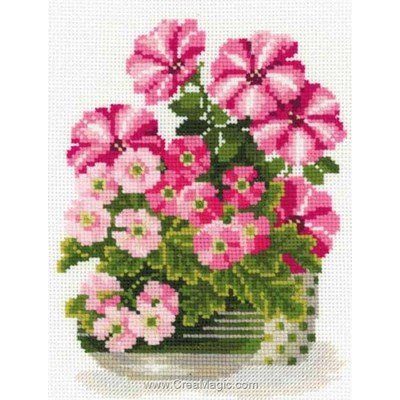 Modèle broderie RIOLIS pétunias et primevères