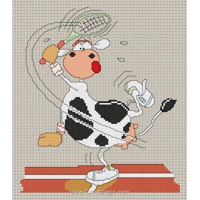 Kit broderie vache tennis sur lin d'Anagram