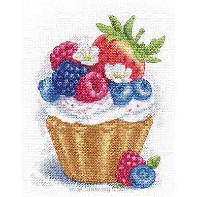 Modèle broderie point de croix Oven muffin aux petits fruits