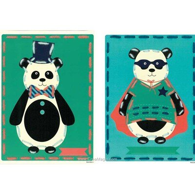 Carte à broder enfants Vervaco super panda - lot de 2