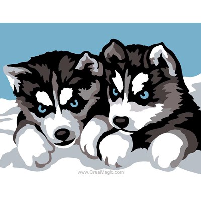 Canevas enfant en kit Margot duo de husky