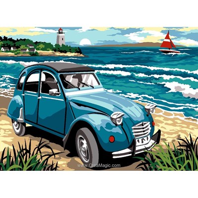 Canevas SEG la 2cv à la mer