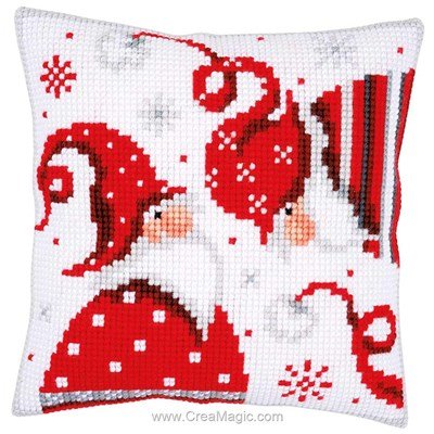 Kit coussin au point de croix noël lutins coquins - Vervaco