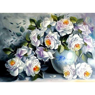 Broderie diamant Diamond Painting white roses