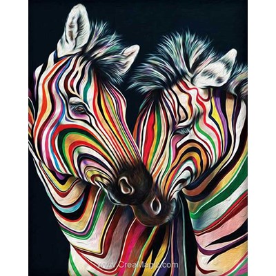 Kit broderie diamant Diamond Painting colourful zebras