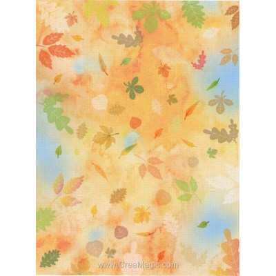 Toile aïda impression - Toile à broder aida 7.0 pts feuilles d'automne- 40x30 cm - MP Studia