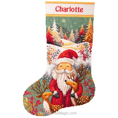 Kit Chaussette de noël - voeux de noël de la forêt - Vervaco