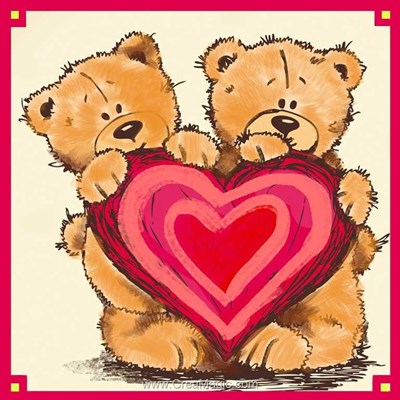 Broderie diamant teddy bears with a heart de Diamond Painting