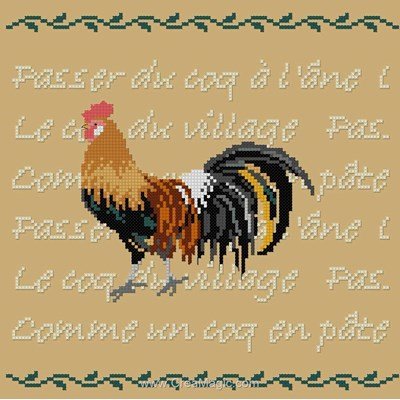 Broderie au point compté proverbes de coq - Planète Mauve