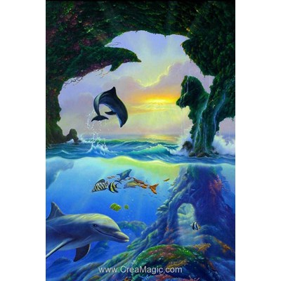 Kit broderie diamant Diamond Painting dolphins