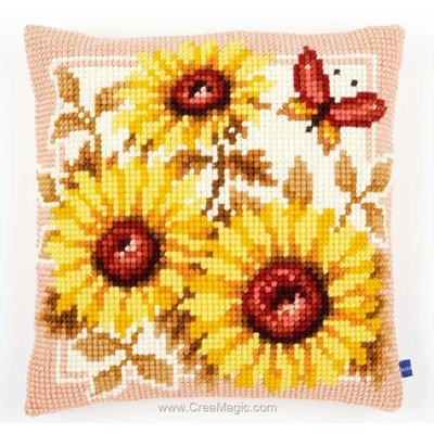 Kit coussin tournesols d'automne de Vervaco au point de croix