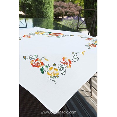 Nappe en broderie traditionnelle liserons d'été Brodélia