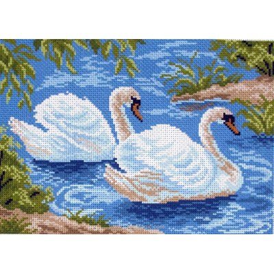 Point de croix imprimé aida Collection d'art cygnes swans