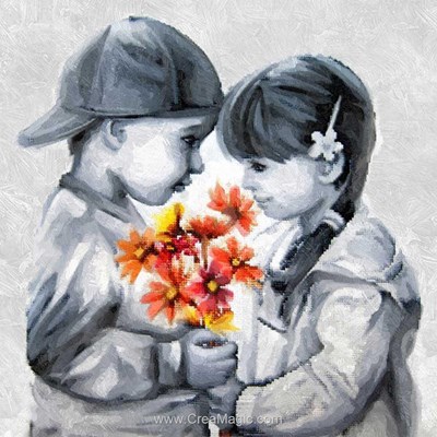 Kit broderie diamant kids with flowers - Diamond Painting