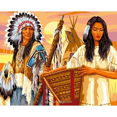 Luc Création canevas l'indien et la squaw du village