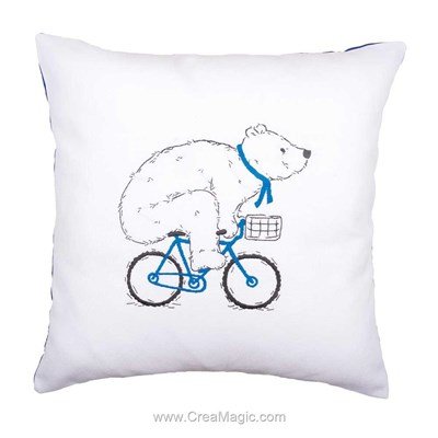 Kit coussin ours cycliste en broderie traditionnelle - Vervaco PN-0162238