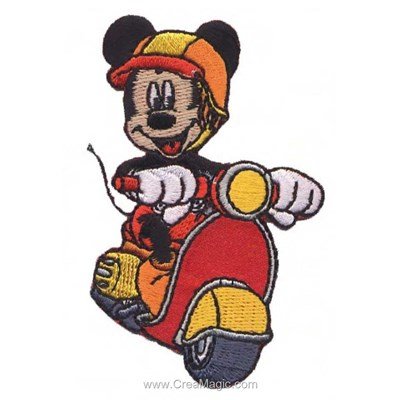 Ecusson brodé thermocollant mickey et son scooter de MLWD