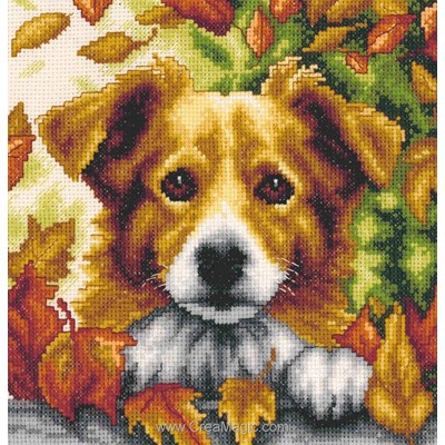 kit à broder Chien en automne - Vervaco