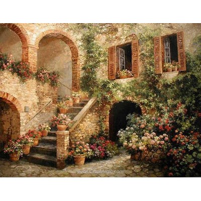 Kit broderie diamant Diamond Painting patio espagnol