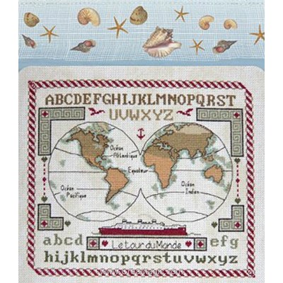 Fiche de point de croix sampler le tour du monde d'Isabelle Haccourt Vautier