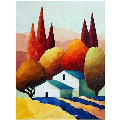 Broderie diamant paysage aux couleurs d'automne de Wizardi