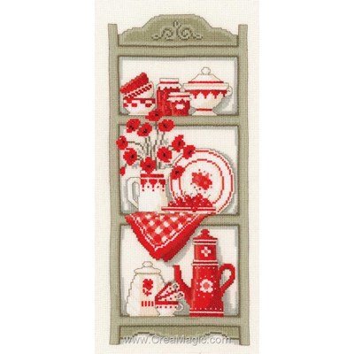 Cuisine en blanc et rouge kit broderie - Vervaco