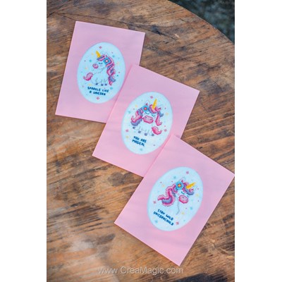 Cartes à broder Licorne - Vervaco