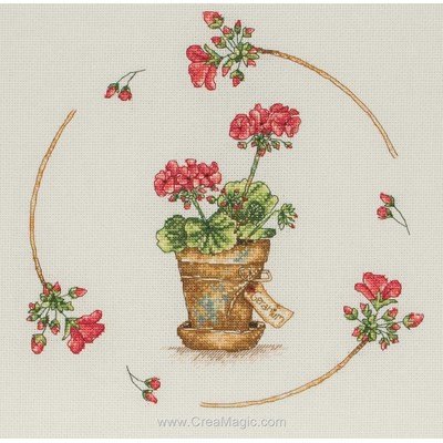 Broderie point de croix geranium pot - Anchor