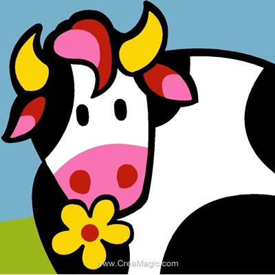 Kit canevas débutant vache à la fleur - Margot