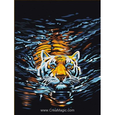 Kit broderie diamant swimming tiger de Diamond Painting