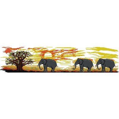 Broderie modele point de croix les éléphants d'afrique de Luc Création