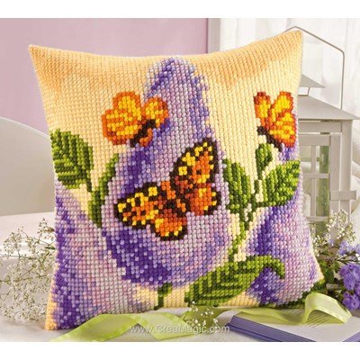 Kit coussin petits papillons au point de croix - Vervaco