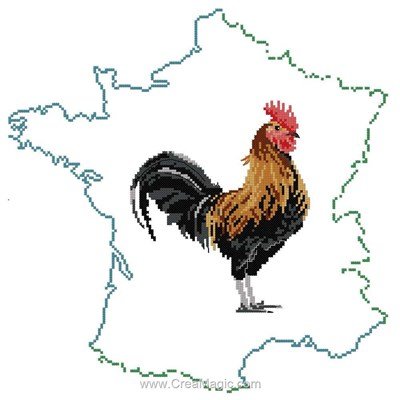 Broderie le coq gaulois de Planète Mauve