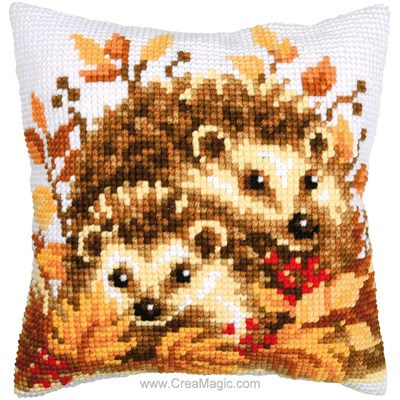 Coussin point de croix Hérissons en automne - Vervaco