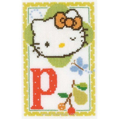 Broderie modele point de croix Vervaco hello kitty lettre p