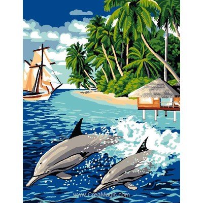 L'île aux dauphins canevas chez Luc Création