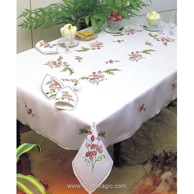 Nappe imprimée en broderie traditionnelle ramage - Margot Broderie