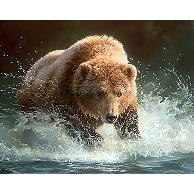 Broderie diamant Collection d'art bear fishing