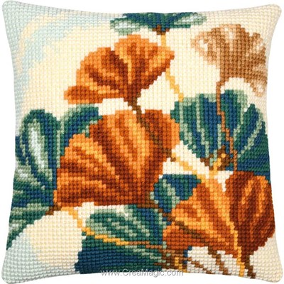 Coussin demi point Feuilles de Ginko - Vervaco