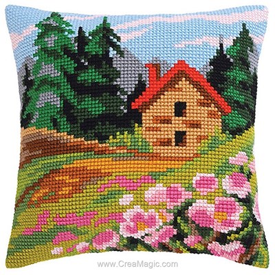 Kit Coussin Canevas - Cottage on the edge - Collection d'art